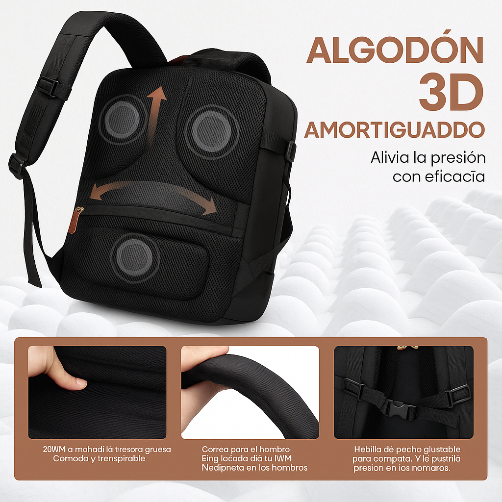 Mochila de viaje con accesorios